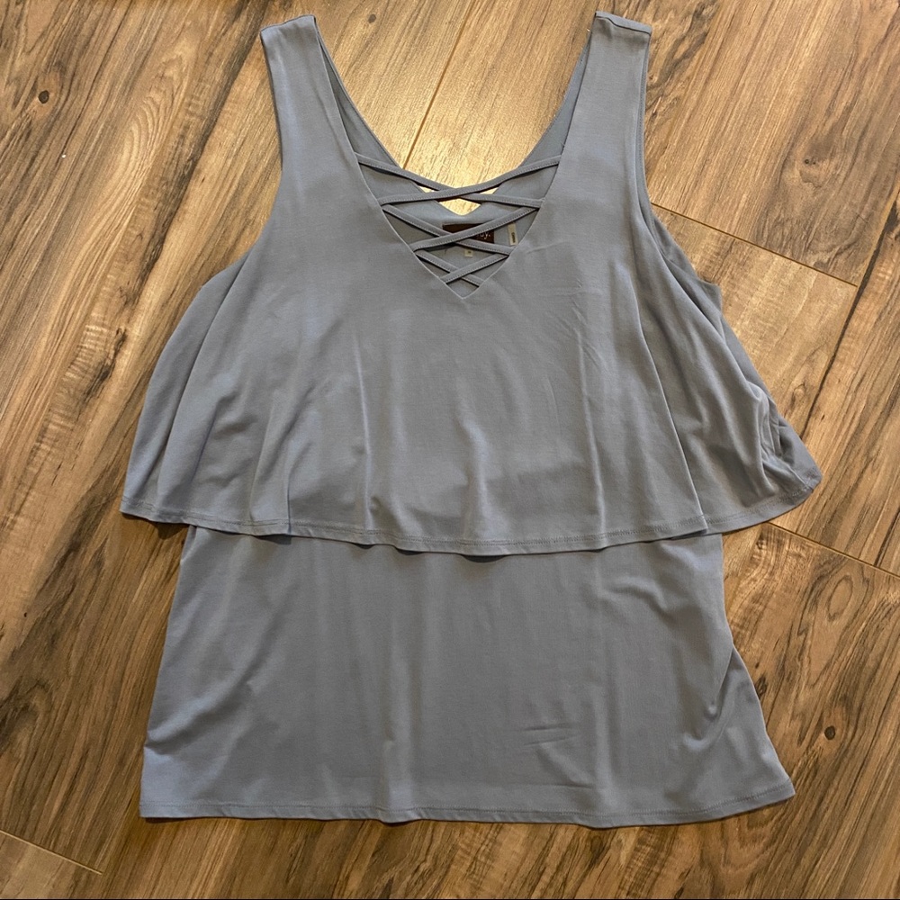 Blouse with Criss Cross Strap Detail